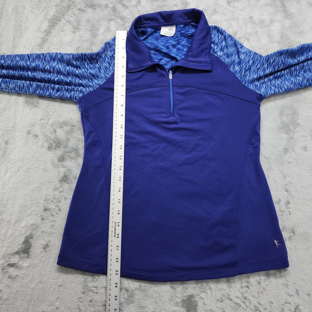 Danskin Now Jacket Womens M Blue 1/4 Zip Long Sleeve Thumbholes Pullover Workout - Picture 11 of 12